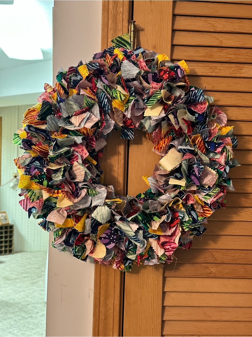 Hand Crafted Multicolor Holiday Fabric Wreath